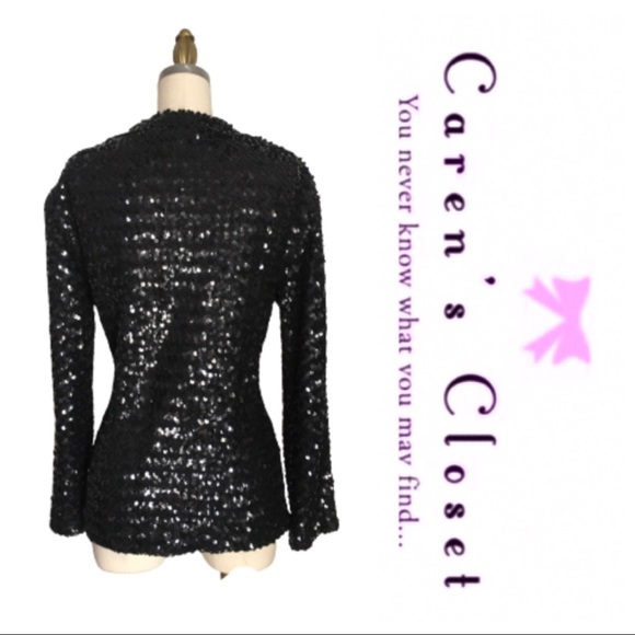 Vintage Black Sequin Cardigan Sweater - Picture 3 of 3